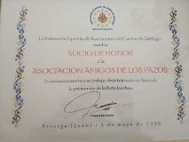 Diploma de nombramiento a Amigos de los Pazos como Socio de Honor